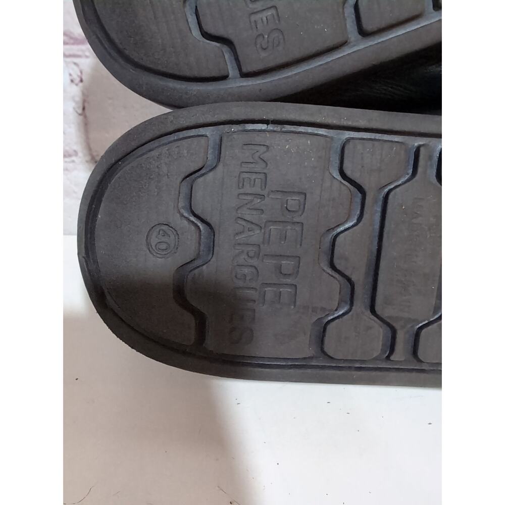 Pepe Menargues Black Leather Criss Cross Size 40 Wedge Sandals Minimalist - Picture 6 of 10